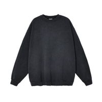 Sudadera de Invierno Personalizada de Felpa Francesa Gruesa, 100% Algodón, Unisex, Corte Regular, Cuello Redondo, Estilo Vintage Desgastado