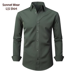 Camicie casual da uomo a maniche lunghe con bottoni tinta unita - Product Image 5