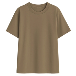 เสื้อยืดแขนสั้นลำลองผู้ชายไซส์ใหญ่ คุณภาพสูง ปรับแต่งโลโก้ได้ สีน้ำตาลอ่อน 220gsm ผ้าฝ้ายออร์แกนิค 100% - Product Image 1