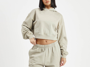 Sweat à capuche court à manches longues de haute qualité grande taille pour les femmes Logo personnalisé avant conception respirante vente chaude sweat-shirt pour l'hiver - Product Image 6