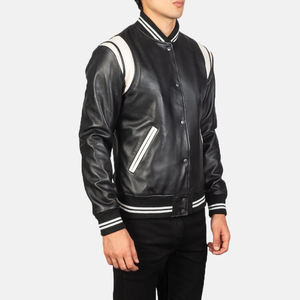 Streetwear Design Vintage Latterman Veste Hiver Laine Polaire Chenille Brodée Varsity Bomber Letterman Veste pour Homme - Product Image 3