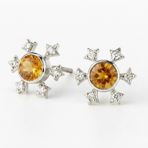 Wholesale Citrine <b>Stud</b> <b>Earrings</b> 925 Sterling Silver Starburst Design Women's & Children's Jewelry for Wedding & Anniversary - Product Image 2