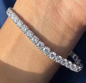 Iced Out 925 Sterling Silver VVS 4mm cuadrado Mossanite Diamond Tennis Bracelet Factory Precio al por mayor - Product Image 2