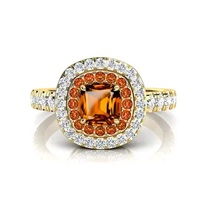 Изысканные изящные кольца из чистого золота 18 карат, украшенные натуральным драгоценным камнем цитрина и настоящими белыми бриллиантами, свадебные кольца премиум-класса оптом