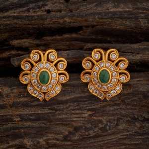 Pendientes de botón con engaste de oro de 14K/18K Silver Temple, con diamantes de moda y patrón de mariposa y flor en oro rosa, chapados en oro. - Product Image 1