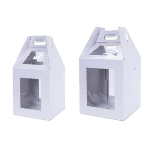 Dễ dàng để lắp ráp bánh trắng vuông cao lớn các tông cứng nhắc hộp bánh với cửa sổ - Product Image 3