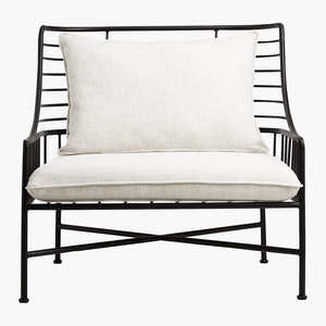 Sillón de Jardín Benson de Hierro con Cojines Suaves para Exteriores con Acabado Negro - Product Image 2