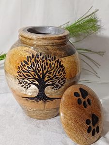 Mangowood <b>Urns</b> for Human Ashes with Engraved Tree Memorial Wooden Keepsake Adult Ashes Funeral <b>Urns</b> with Lid (<b>Large</b>) - Product Image 4