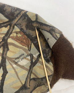 Mens Vintage Forest <b>Camo</b> Bomber <b>Jacket</b> Realistic Tree Trunk Pattern Snap Button Lightweight Tactical Utility Outdoor Field Coat - Product Image 3