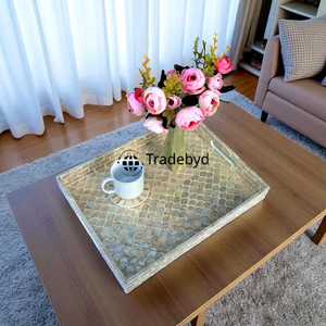 Tradebyd Modern MOP Inlay Tray Bandeja decorativa hecha a mano de calidad premium para estilo y exhibición de mesa - Product Image 1