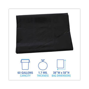 Forros para Contenedores Industriales de Alta Resistencia Boardwalk de 60 Galones, 1.7 Mil, 38 Pulgadas X 58 Pulgadas Paquete Plano Negro-100/Cartón - Product Image 4