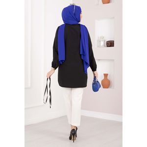 Top de Satén con Detalle Acanalado y Cordones para Mujer, Estilo Vintage, Largo o Corto, para Otoño y Primavera, Disponible en Talla XL - Negro - Product Image 5