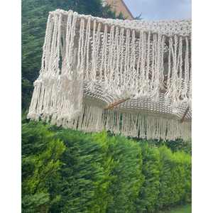 Parasol de plage en macramé style bohème chic avec bordure en bois, auvent au crochet, protection solaire extérieure pour cour et salle de sport - Product Image 3