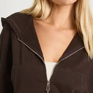 บริการ OEM ออกแบบโลโก้ตามสั่ง เสื้อฮู้ดดี้ผู้หญิงแขนยาวแบบมีซิป / ราคาขายส่ง 2026 สไตล์ลำลองและทันสมัย - Product Image 2