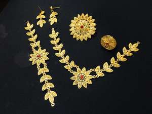 24K ทองดูไบวินเทจคลาสสิกมุกดอกไม้เข็มกลัดสร้อยคอสร้อยคอครบรอบเครื่องประดับทองแดงแฟชั่นชุดของขวัญ - Product Image 6