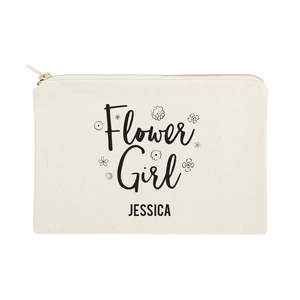 Grande trousse de toilette personnalisée en toile de coton, écologique, résistante à l'eau, durable, motif floral, étui à lettres adorable pour femme - Product Image 1
