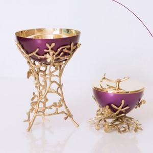 Modern Incense Burner Round Shape <b>Pink</b> & Gold Color Flower Chocolate Bowls Server Incense Burner Tray <b>Candles</b> & Home Fragrance - Product Image 6