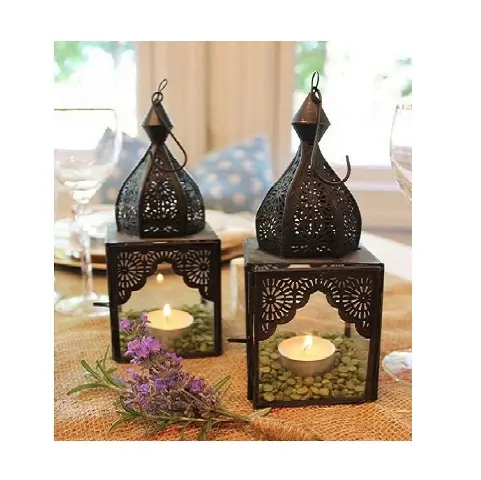 Decoración de boda/Fiesta, farol de vela de oro de hierro y cristal, farol marroquí al por mayor, FAROL DE Ramadán, fabricante de farol de India