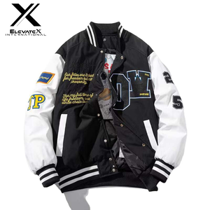 แจ็คเก็ตเบสบอลแบบวาร์ซิตี้สำหรับผู้ชาย OEM แบบสั่งทำพิเศษ ระบายอากาศได้ดี สไตล์เพรปปี้ ปักตัวอักษรและแพทช์ ผ้าแคนวาส แขนยาว - Product Image 5