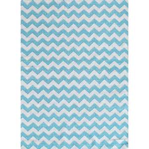 Alfombras de Lana Hechas a Mano Indusbar, Tejido Plano Azul, Rectangulares de 9x12 con Diseño de Chevrón para Entrada, Pasillo, Sala de Estar, Modelo Dwrm-170 - Product Image 1