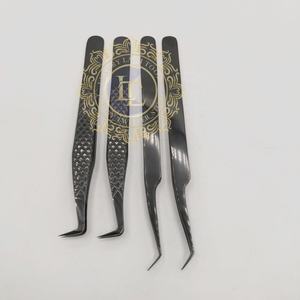 Pinzas de extensión de pestañas con revestimiento de Plasma negro hechas a mano, pinzas de pestañas de acero inoxidable con mango suave, mano de etiqueta privada - Product Image 4