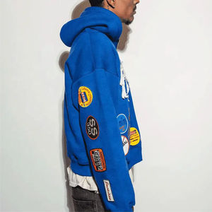 Parche bordado con cremallera de peso pesado personalizado, Sudadera con capucha con bordado desgastado, parches completos con logotipo, sudaderas con capucha - Product Image 5