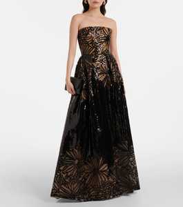 Robe de soirée Maxi en satin pour femmes élégantes sans bretelles robe d'invité de mariage et de demoiselle d'honneur de fête avec décoration brodée - Product Image 5