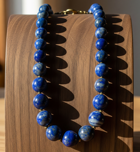 Handcrafted Women's 18-Inch <b>Silver</b> 925 <b>Necklace</b> Lock Hand Knotted Design High Quality Natural Lapis Lazuli Stone Beads Fashion - Product Image 4