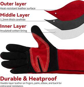 Guantes de soldadura TIG de cuero de primera calidad, resistentes, hechos a medida, guantes de trabajo de cuero vacuno. - Product Image 5