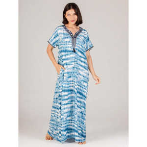 Chemise de nuit longue maxi Evolve pour femme, élégante, boutonnée, à fermeture éclair, en viscose Liva imprimée, coupe ample, en tissu doux tissé - Product Image 1