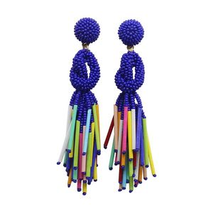 Pendientes de cuentas de semillas geométricas elegantes hechos a mano para mujeres y niñas piezas de gota de moda artesanal - Product Image 1