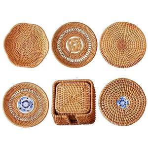100% Vietnam Natural Rattan Porcelain Material <b>Rug</b> Porcelain Coasters for Drink Special Souvenir for Family and Friends - Product Image 1