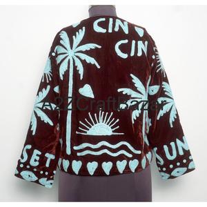 Veste d'hiver en velours brodée à la main pour femmes, approvisionnement ODM, motif floral respirant, vestes à séchage rapide pour femmes - Product Image 5