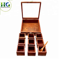 Boîte à épices en bois personnalisée OEM avec cuillère Boîte en bois massif faite à la main en bois à vendre par les exportateurs indiens