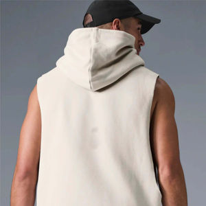 New Top Selling <b>Men's</b> Winter Workout <b>Sleeveless</b> <b>Hoodie</b>-100% Cotton Lightweight Breathable Oversized Fit for Fitness 2 Pcs - Product Image 2
