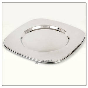 Assiette de présentation carrée en acier inoxydable non magnétique, polie, durable, motif classique, élégante et décorative pour les mariages - Product Image 2