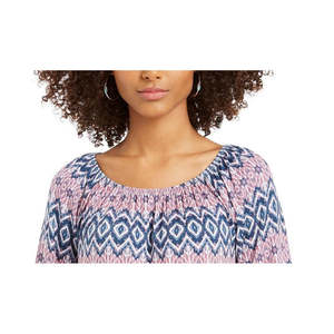 Top da Donna Style Co con Stampa Floreale e Motivo Leopardato, Spalle Scoperte, Volant, in Chiffon Lungo, Stile Coreano, Blu XL per Primavera/Estate - Product Image 2