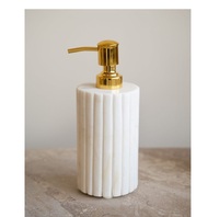 Venta caliente tendencia nuevo conjunto de dispensador de jabón de mármol de textura negra con soporte de cepillo de bandeja y jabonera decoración de baño elegante