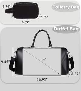 Sac de voyage en cuir pour homme |   Sac de sport et de voyage avec compartiment pour chaussures de sport |   Bagages de voyage - Product Image 5