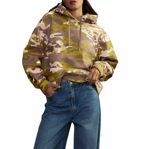 Survêtement à capuche en molleton de coton 100% à motif camouflage imprimé personnalisé pour femmes ensemble de pantalons de survêtement OEM vêtements de sport de créateur - Product Image 1