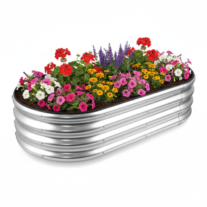 Petit lit de jardinière surélevé ovale galvanisé, jardinière surélevée en métal pour légumes, fleurs, fruits, décoration de maison et de jardin - Product Image 1