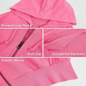 Sudadera con capucha de calidad superior logotipo personalizado bordado francés Terry Puff estampado mujeres Zip Up sudaderas y sudaderas transpirables - Product Image 5