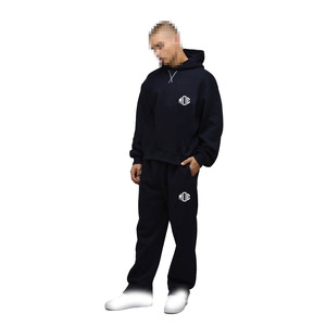 Ensemble sweat-shirt et jogging en molleton de coton lourd pour hommes Noir Coupe décontractée Streetwear Production en gros OEM pour les marques - Product Image 1