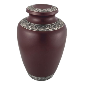 Urna de cremación marrón de estilo americano más vendida con banda grabada Ataúd de metal funerario de nuevo diseño para cenizas conmemorativas - Product Image 2