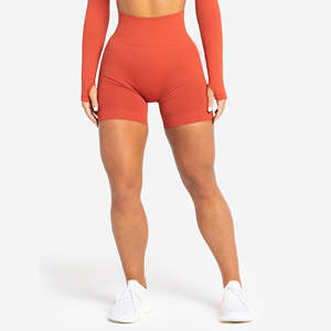 Shorts Deportivos Elásticos de Cintura Alta Personalizados para Mujer, Transpirables, de Spandex/Poliéster, Ajustados, para Gimnasio, Yoga, Correr, Color Sólido - Product Image 3