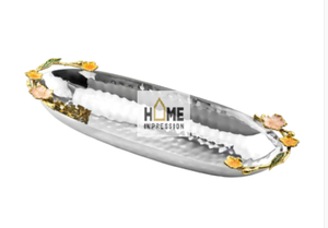 White & Gold Decorative <b>Large</b> <b>Bowls</b> Curved Edges Dining <b>Serving</b> <b>Bowls</b> Decorative Fancy <b>Bowl</b> - Product Image 4