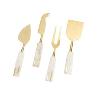 Ensemble de couteaux de service à fromage en métal à manche en pierre créative outils à fromage en acier inoxydable à queue courte - Product Image 1