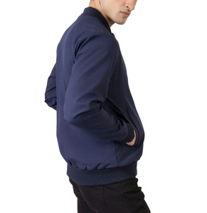 Blouson Bomber d'été de haute qualité à fermeture éclair, imprimé bleu marine uni, avec poignets et col côtelés pour un confort optimal - Product Image 4