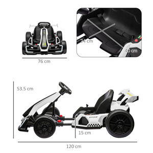 HOMCOM-Kart eléctrico para niños de 6 a 12 años, 24V, 12 km/h, con asiento ajustable, color blanco - Product Image 3