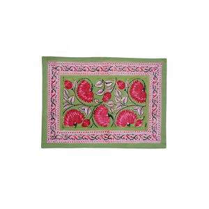 Ensemble de tapis de table en toile de coton imprimé bloc à la main 2 motifs solides exquis feuilles rayures coutures bien conçues pour le mariage à la maison - Product Image 3